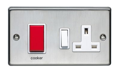 45A Cooker Control Unit With 13A Double Pole Switched Socket Outlet Stainless Steel Finish