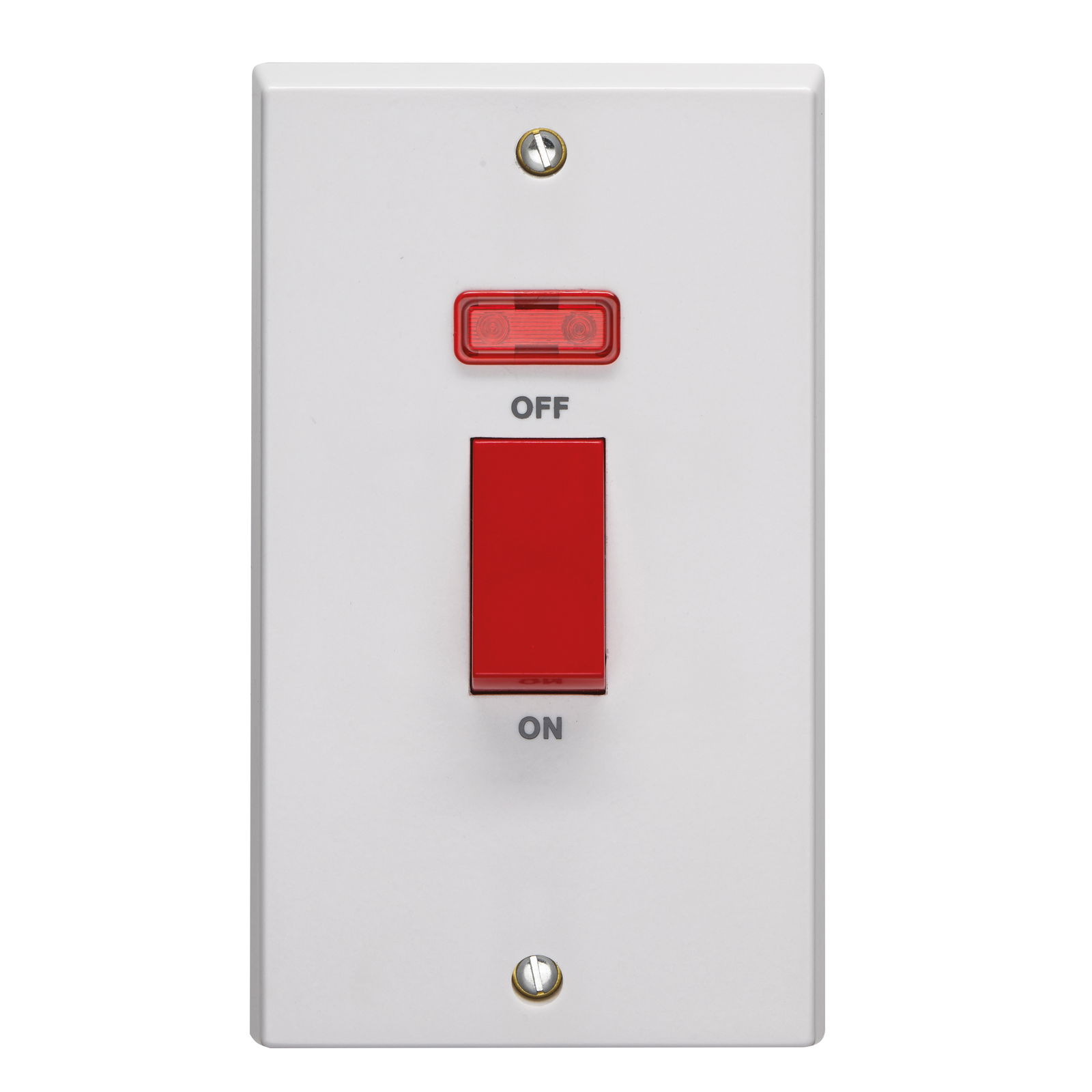 45A 2 Gang Vertical Double Pole Control Switch With Neon Indicator