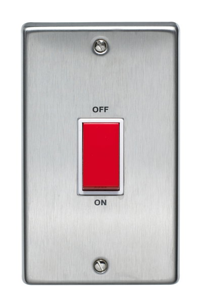 45A 2 Gang Vertical Double Pole Control Switch Stainless Steel Finish