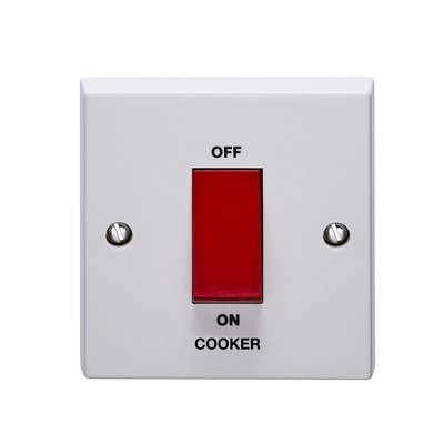 45A 1 Gang Double Pole Control Switch Printed 'Cooker'
