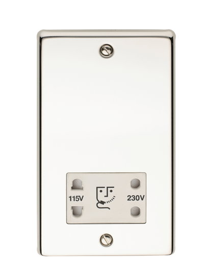 20VA Dual Voltage Shaver Supply Unit White Interior Polished Steel Finish
