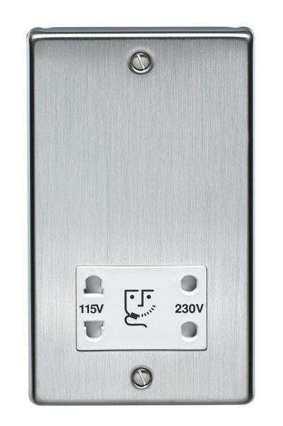 20VA Dual Voltage Shaver Supply Unit White Interior Stainless Steel Finish