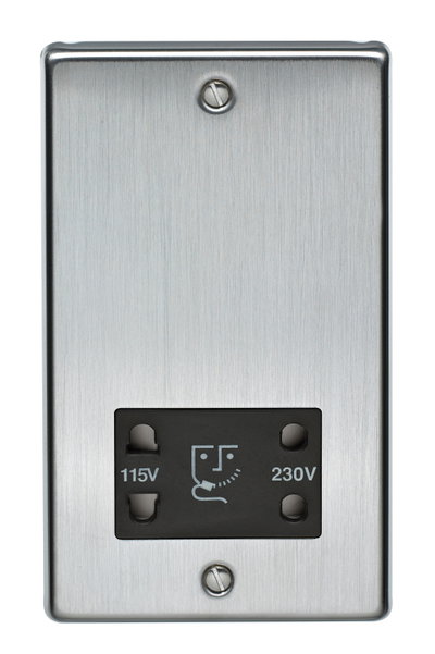 20VA Dual Voltage Shaver Supply Unit Black Interior Stainless Steel Finish
