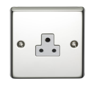 2A 1 Gang Unswitched Round 3 Pin Socket Polished Steel Finish