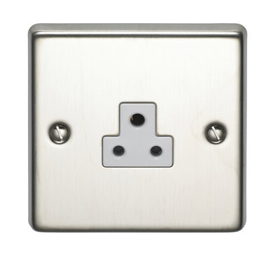 2A 1 Gang Unswitched Round 3 Pin Socket Stainless Steel Finish