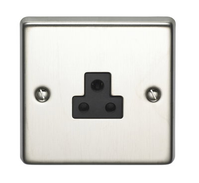 2A 1 Gang Unswitched Round 3 Pin Socket Stainless Steel Finish