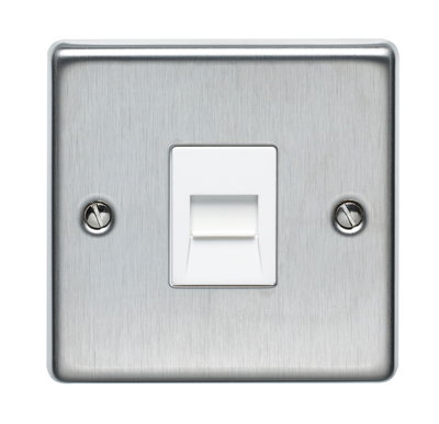 1 Gang Telephone Master Socket Stainless Steel Finish