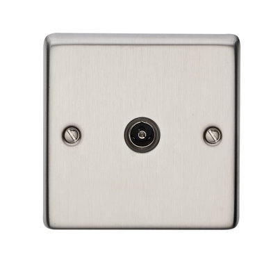 1 Gang 1 Way Isolated Coaxial Socket Stainless Steel Finish