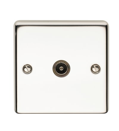 1 Gang 1 Way Direct Connection Coaxial Socket Polished Steel Finish