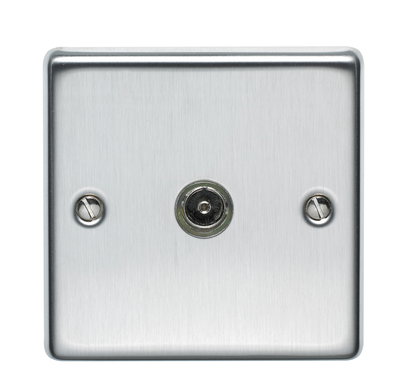 1 Gang 1 Way Direct Connection Coaxial Socket Stainless Steel Finish