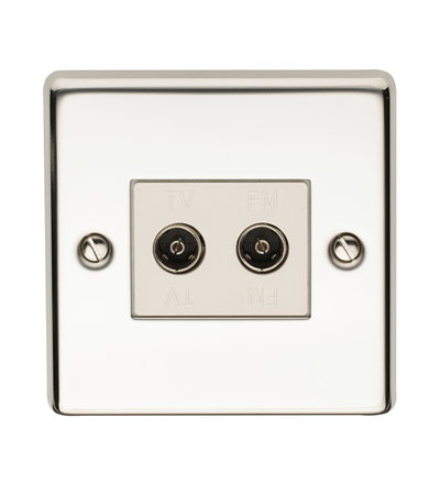 1 Gang 2 Way Direct Connection Coaxial Socket Polished Steel Finish