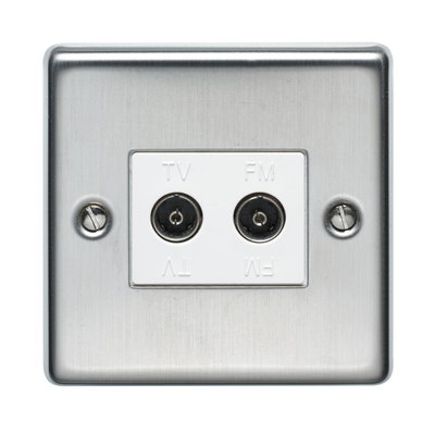 1 Gang 2 Way Direct Connection Coaxial Socket Stainless Steel Finish