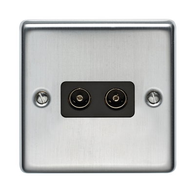 1 Gang 2 Way Direct Connection Coaxial Socket Stainless Steel Finish