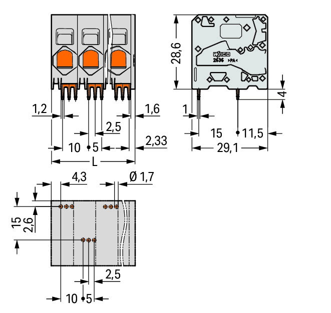 PCB terminal block 16 mm² Pin spacing 10 mm gray – Image 2 of 2