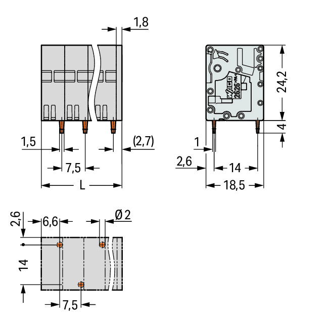 PCB terminal block 6 mm² Pin spacing 7.5 mm gray – Image 2 of 2