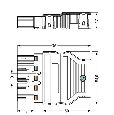 Plug with strain relief housing 5-pole black