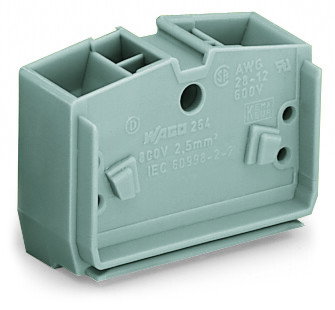 4-conductor center terminal block without push-buttons 1-pole gray