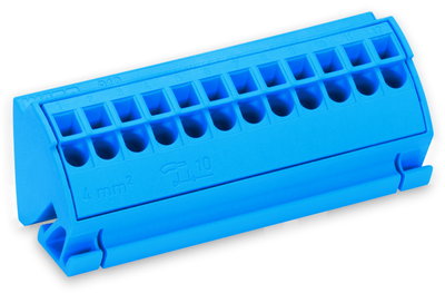 Busbar terminal block for (10 x 3) mm busbars without push-buttons blue