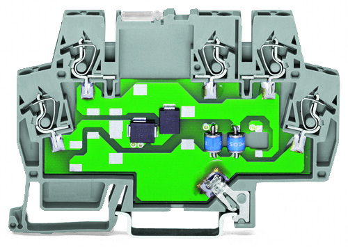 Surge suppression module for signal technology Nominal voltage: 24 VDC for 2 signal paths with common surge arrester