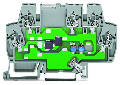 Surge suppression module for signal technology Nominal voltage: 24 VDC for 2 signal paths with common surge arrester