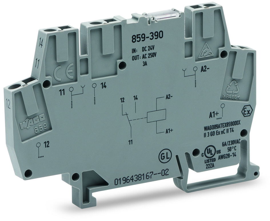 Relay module Nominal input voltage: 24 VDC 1 changeover contact gray