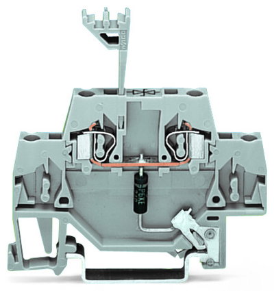 Component terminal block double-deck with direct connection to DIN rail gray