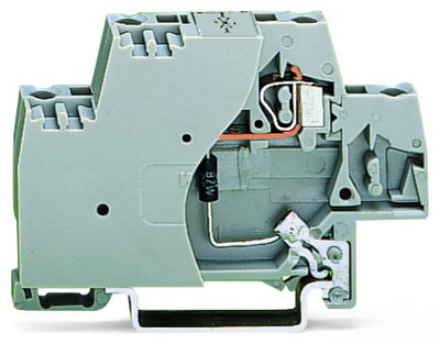 Component terminal block double-deck with end plate and direct connection to DIN-rail gray