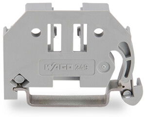 Screwless end stop 6 mm wide for DIN-rail 35 x 15 and 35 x 7.5 gray