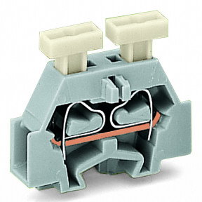 2-conductor terminal block on both sides with push-button with fixing flange gray