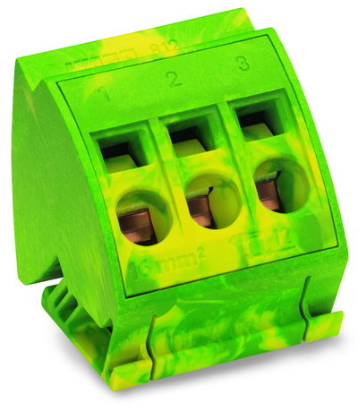 Ground busbar terminal block for (10 x 3) mm busbars CAGE CLAMP® green-yellow