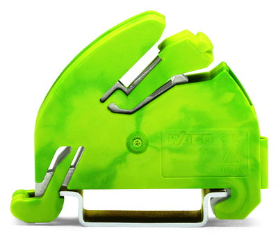 Ground busbar carrier with contact to DIN 35 rail green-yellow