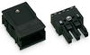Socket with strain relief housing 3-pole black