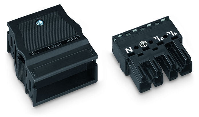 Plug with strain relief housing 4-pole black