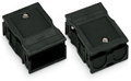 Strain relief housing 3-pole for 2 cables black