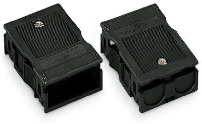 Strain relief housing 3-pole for 2 cables black