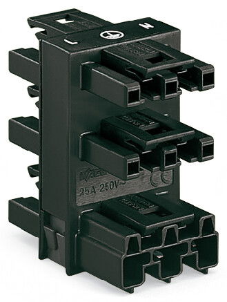 5-way distribution connector 3-pole Cod. A black