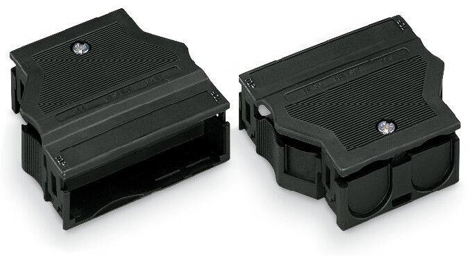 Strain relief housing 5-pole for 2 cables black