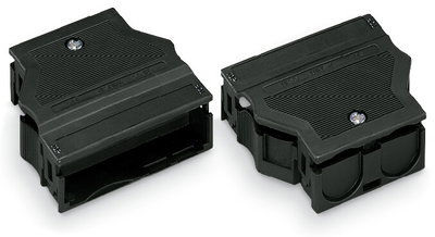 Strain relief housing 5-pole for 2 cables black