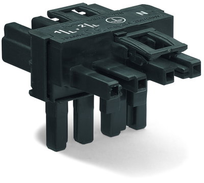 T-distribution connector 4-pole Cod. A black