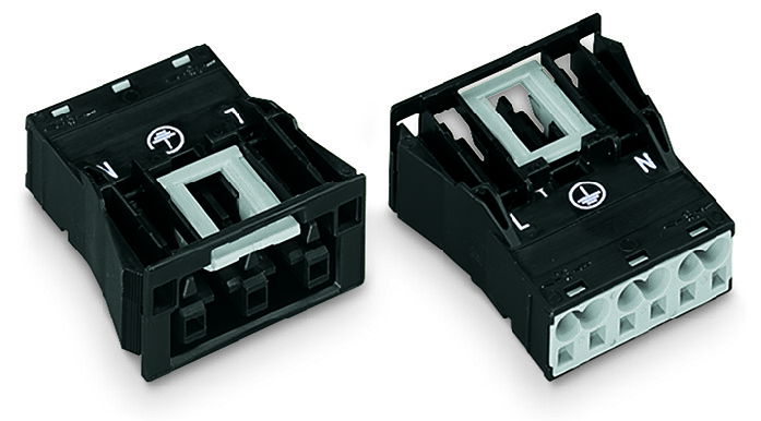 Snap-in socket 3-pole Cod. A black