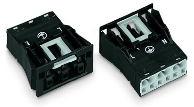Snap-in socket 3-pole Cod. A black