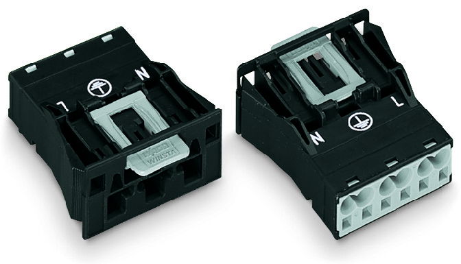 Snap-in plug 3-pole Cod. A black