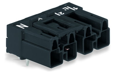 Plug for PCBs angled 4-pole black