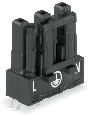 Socket for PCBs straight 3-pole black