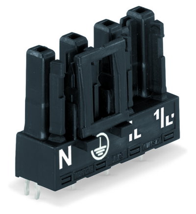 Socket for PCBs straight 4-pole black