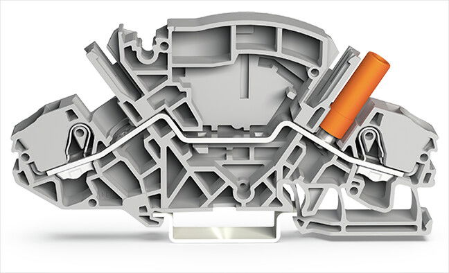 2-conductor through terminal block 6 mm² with touch-proof test socket gray