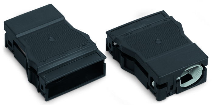 Strain relief housing 5-pole for 1 cable black