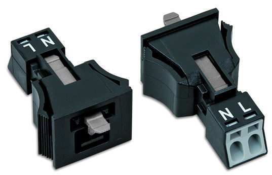 Snap-in plug 2-pole Cod. A black