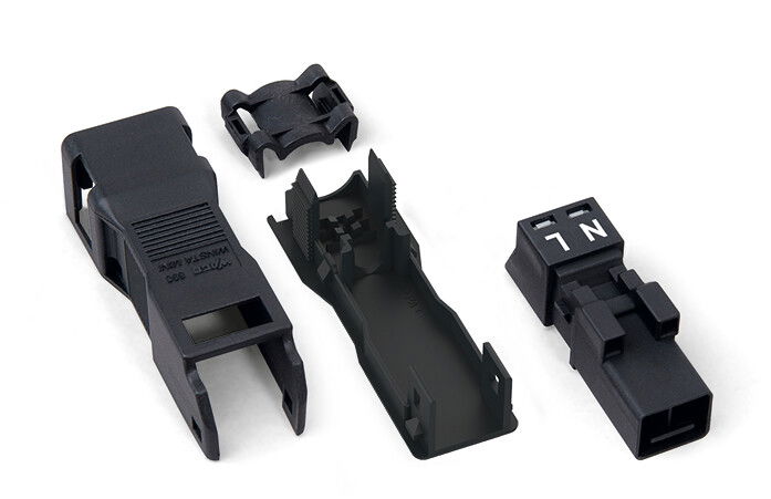 Plug with strain relief housing 2-pole black