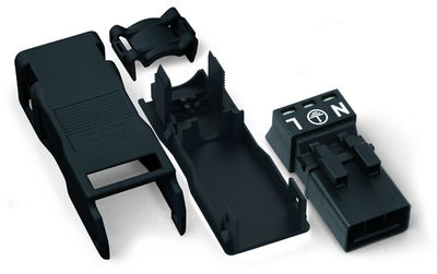 Plug with strain relief housing 3-pole black